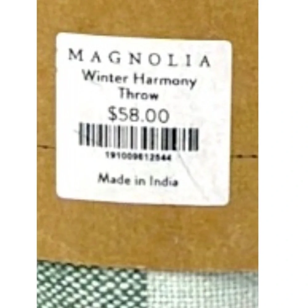 Magnolia‎ Harmony Throw Winter Green Plaid 50x60 Cotton Fringed Christmas 2024